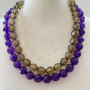 Garold C. Miller Faceted Acrylic Purple & Green Beads 23" - 25" Necklaces Lot